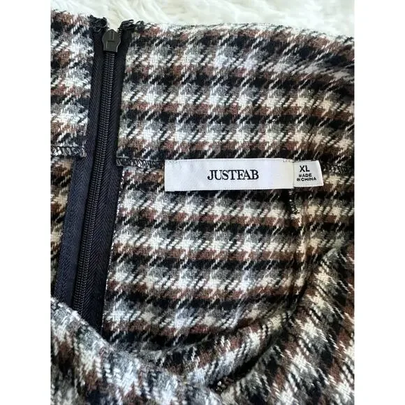 JustFab‎ Size-XL Wool Blend Plaid Belted A-Line Women Skirt - Picture 3 of 8